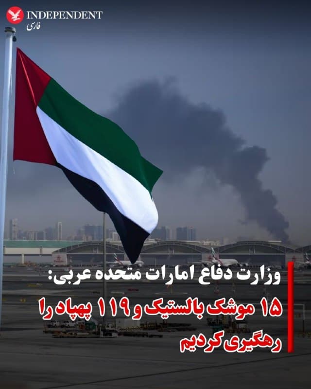 ♦️وزارت دفاع امارات متحده عربی روز شنبه ۱۶ اسفند اعلام کرد که در حملات روز شنبه جمهوری اسلامی، ۱۵ موشک بالستیک از ۱۶ موشک و ۱۱۹ پهپاد از ۱۲۱ پهپاد را رهگیری و منهدم کرده است و یک موشک در دریا و دو پهپاد در خاک امارات متحده عربی سقوط کرد.
وزارت دفاع امارات متحده عربی حملات جمهوری اسلامی را «تجاوز آشکار» خوانده و اعلام کرده است که از زمان آغاز حملات، در مجموع ۲۲۱ موشک بالستیک شناسایی شده است که از این تعداد، ۲۰۵ فروند منهدم شده، ۱۴ فروند به دریا سقوط کرده و دو موشک در خاک امارات متحده عربی فرود آمده است.
همچنین در مجموع ۱۳۰۵ پهپاد ایرانی نیز شناسایی شده است که از این تعداد، ۱۲۲۹ فروند رهگیری و ۷۶ فروند در خاک امارات متحده عربی سقوط کرده است.
بنا بر اعلام وزارت دفاع امارات متحده عربی این حملات منجر به کشته شدن سه تبعه پاکستانی، نپالی و بنگلادشی و زخمی شدن ۱۱۲ نفر از کشورهای دیگر شده است.
وزارت دفاع امارات متحده عربی تاکید کرد در آمادگی کامل برای مقابله با هرگونه تهدید است و هر تلاش برای تضعیف امنیت کشور را قاطعانه پاسخ خواهد داد.
🇸🇦  Indypersian

🤖 @VahidOOnLine