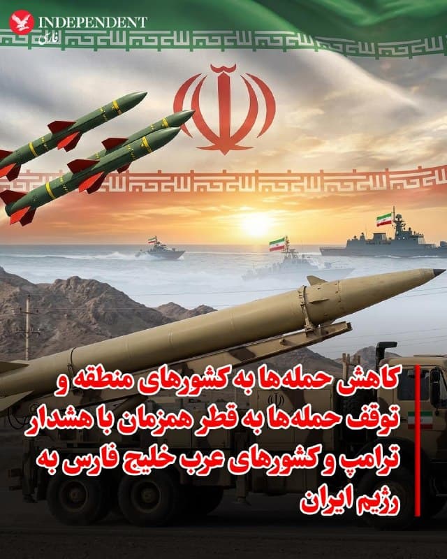 ♦️همزمان با هشدار دونالد ترامپ، رئیسجمهوری آمریکا به رژیم ایران درباره حملهها به کشورهای منطقه و مهلت پنج روزه برای بازگشایی تنگه هرمز که روز جمعه به پایان میرسد و بیانیه تند کشورهای عرب حوزه خلیج فارس و دریای عمان، تعداد حملههای جمهوری اسلامی به کشورهای حوزه خلیج فارس کاهش یافته و در مورد قطر بهنظر میرسد در روزهای اخیر متوقف شده است. عربستان سعودی، قطر، کویت، امارات متحده عربی، بحرین و اردن در بیانیهای که در ساعات اولیه بامداد پنجشنبه منتشر شد، به جمهوری اسلامی هشدار دادند بیدرنگ و بدون قیدوشرط حملهها را متوقف کند. با این حال حملهها هنوز متوقف نشده است.
🇸🇦  Indypersian

🤖 @VahidOOnLine